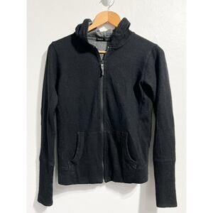 Paka Sweater Womens XS Hood Full Zip Black Knit Baby Alpaca Wool Breathe